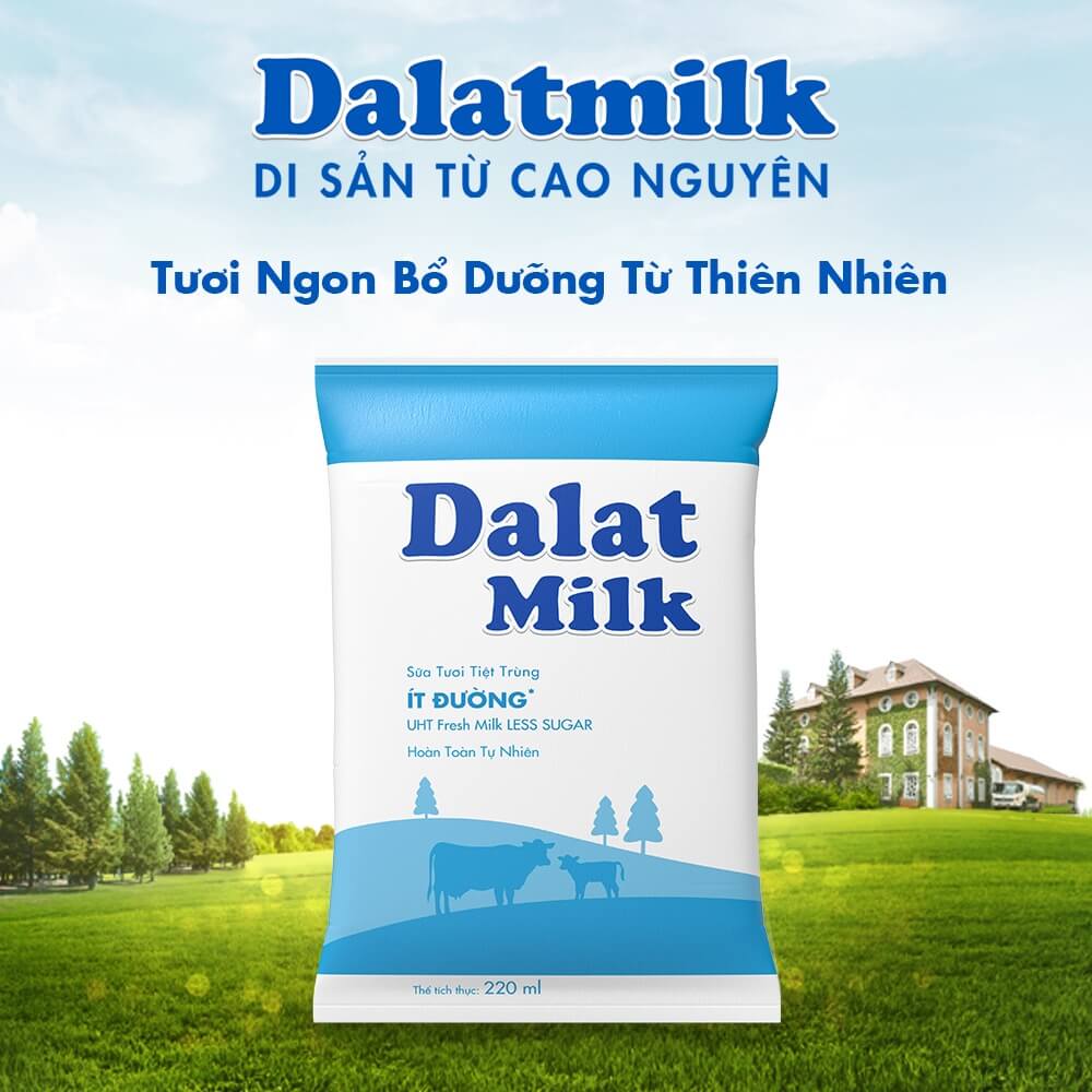 Thùng 48 bịch sữa tươi tiệt trùng ít đường Dalatmilk 220ml (220ml x 48) Thùng 48 bịch sữa tươi tiệt trùng ít đường Dalatmilk 220ml (220ml x 48)