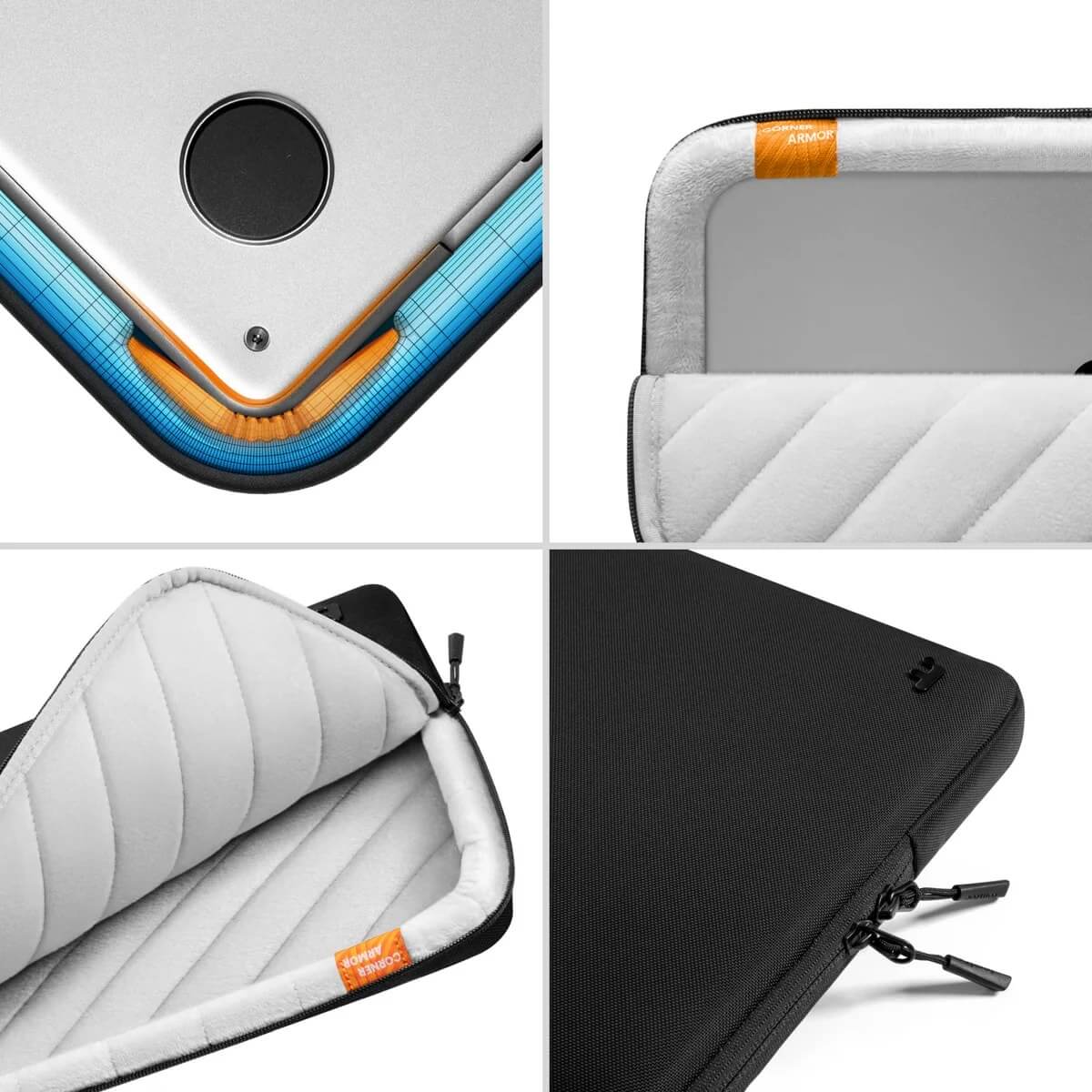 Túi chống sốc Tomtoc Premium Protective Macbook Air/Pro – A13 7 cận cảnh về công nghệ chống sốc góc và chất liệu vải Tomtoc Premium Protective Macbook Air Pro A13